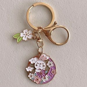 Bunny Rabbit Sakura Moon Keychain Purse Charm